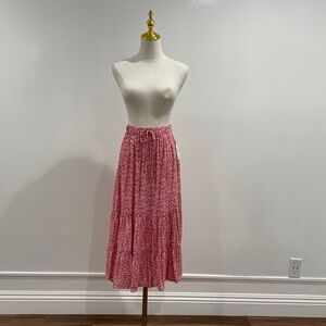 Caslon rayon women’s pink/red Medium flare skirt below the knee
